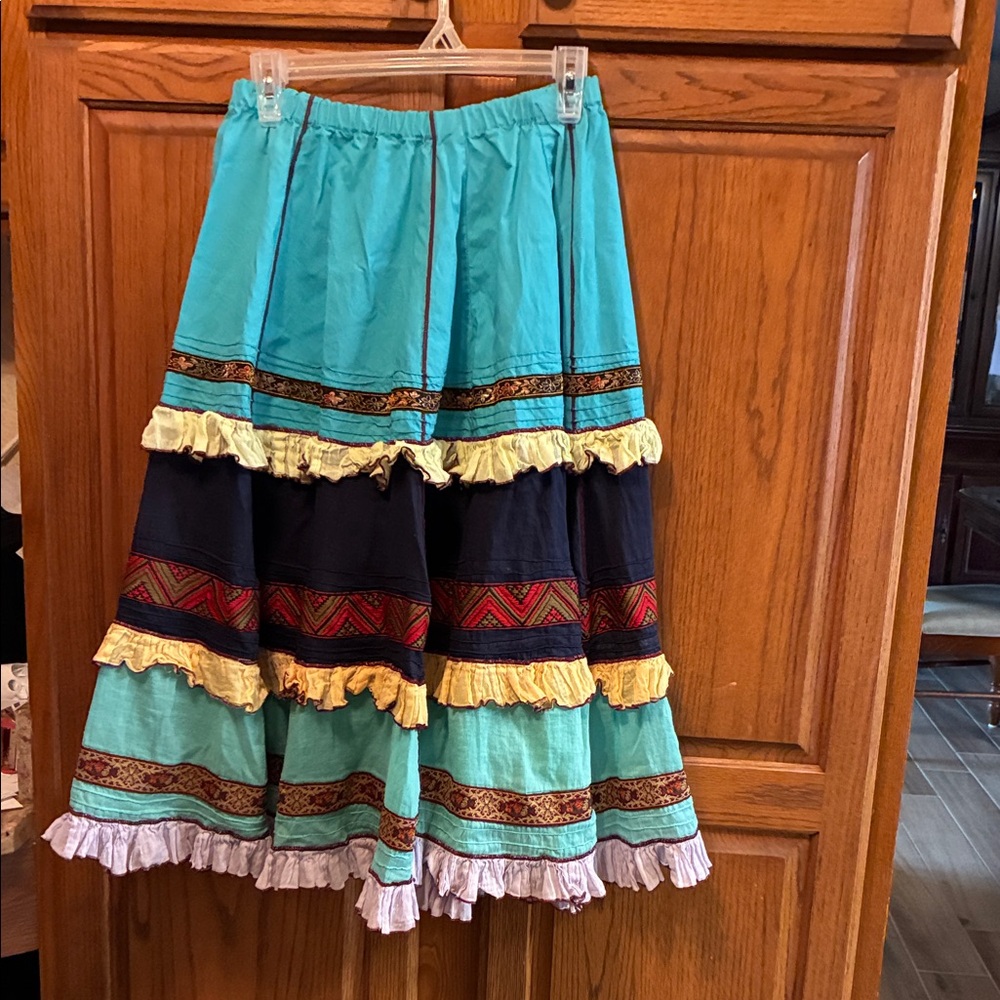 Bohemian A-Line Skirt with Ruffle Details size 6 home made